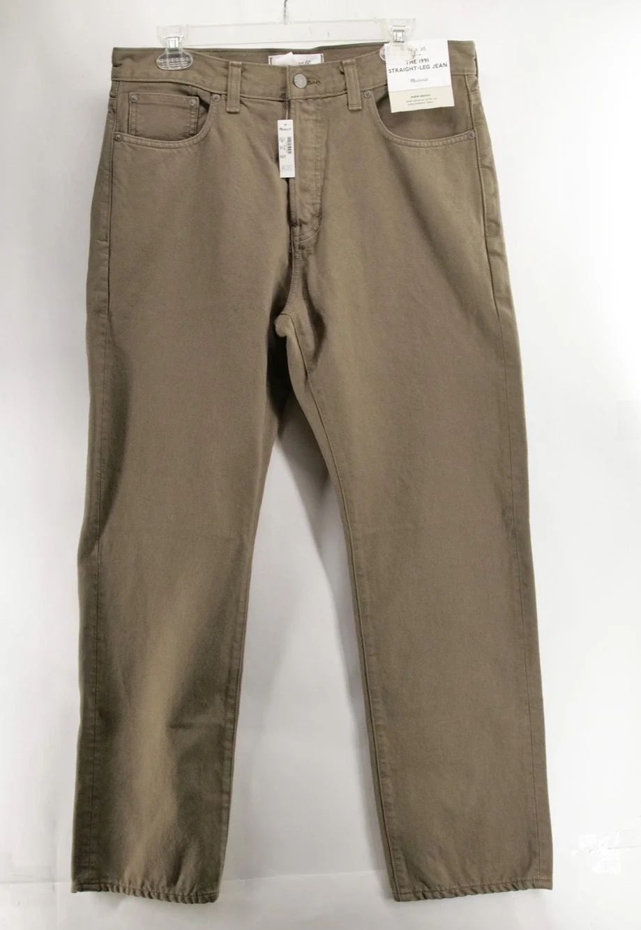 NWT Madewell The 1991 Straight-Leg Jean Mens 32x30 Rigid Denim Green Brown NW217